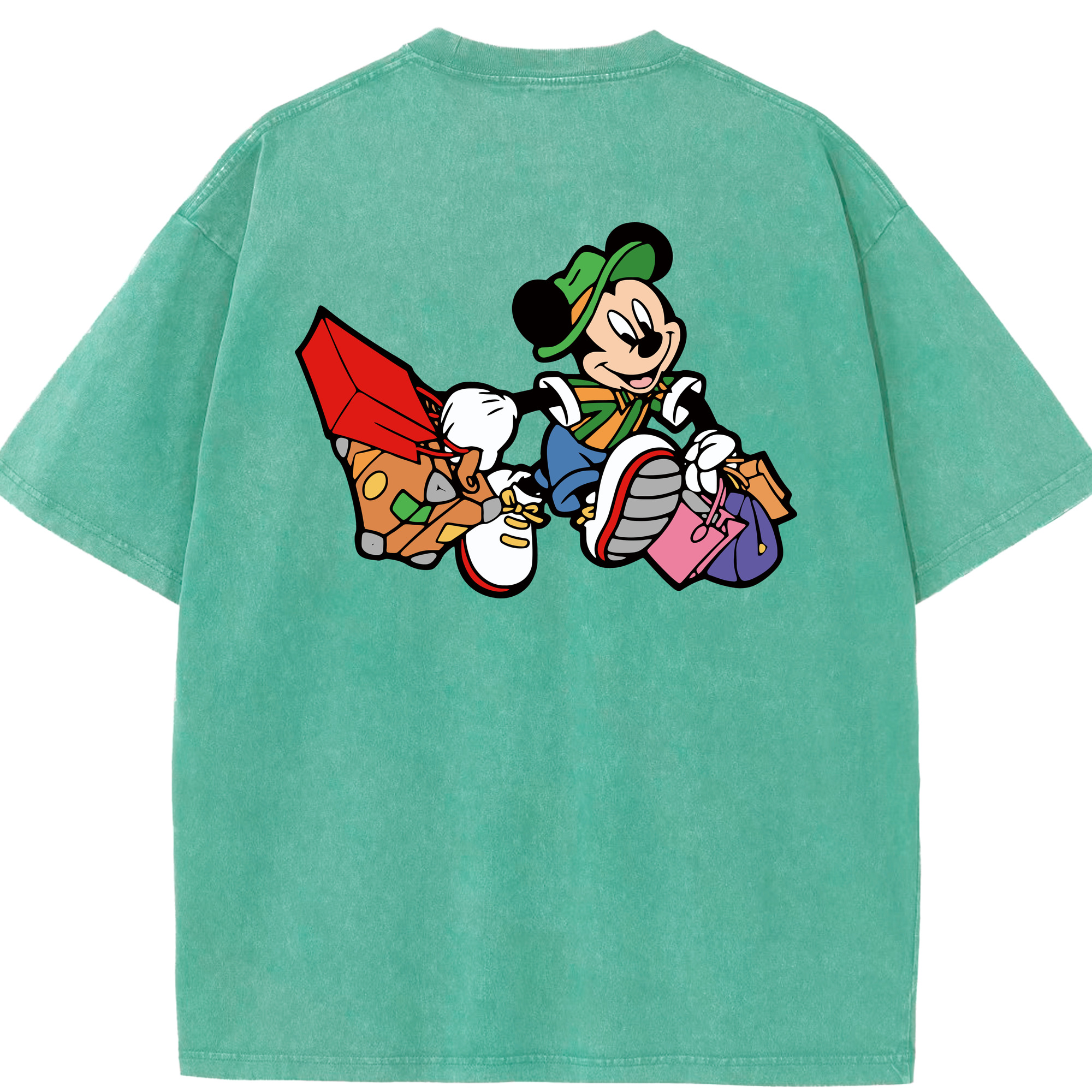 （画像用） ミッキーマウス Mickey Mouse 綿100% ヴィンテージ風 半袖Tシャツ（背面プリント）